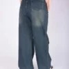 90 Wide Leg High Waist Long Jeans Bleu Vert Ref-W0019 – Image 4