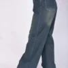 90 Wide Leg High Waist Long Jeans Bleu Vert Ref-W0019